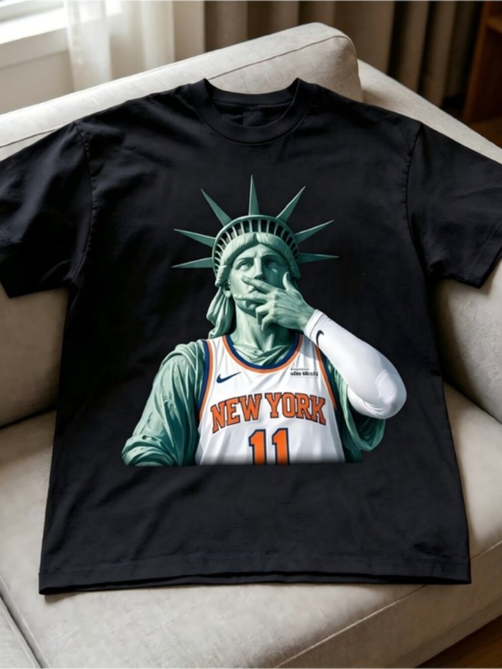 New York Knicks Statue of Liberty graphic Jalen Brunson Women Men T-shirt unisex